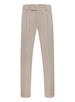 Bandplooi pantalon in katoen wol | Beige