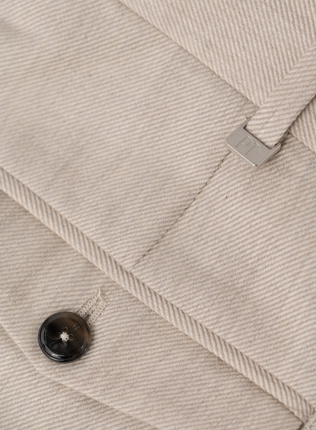 Bandplooi pantalon van katoen en scheerwol | FULL_WIDTH | Beige