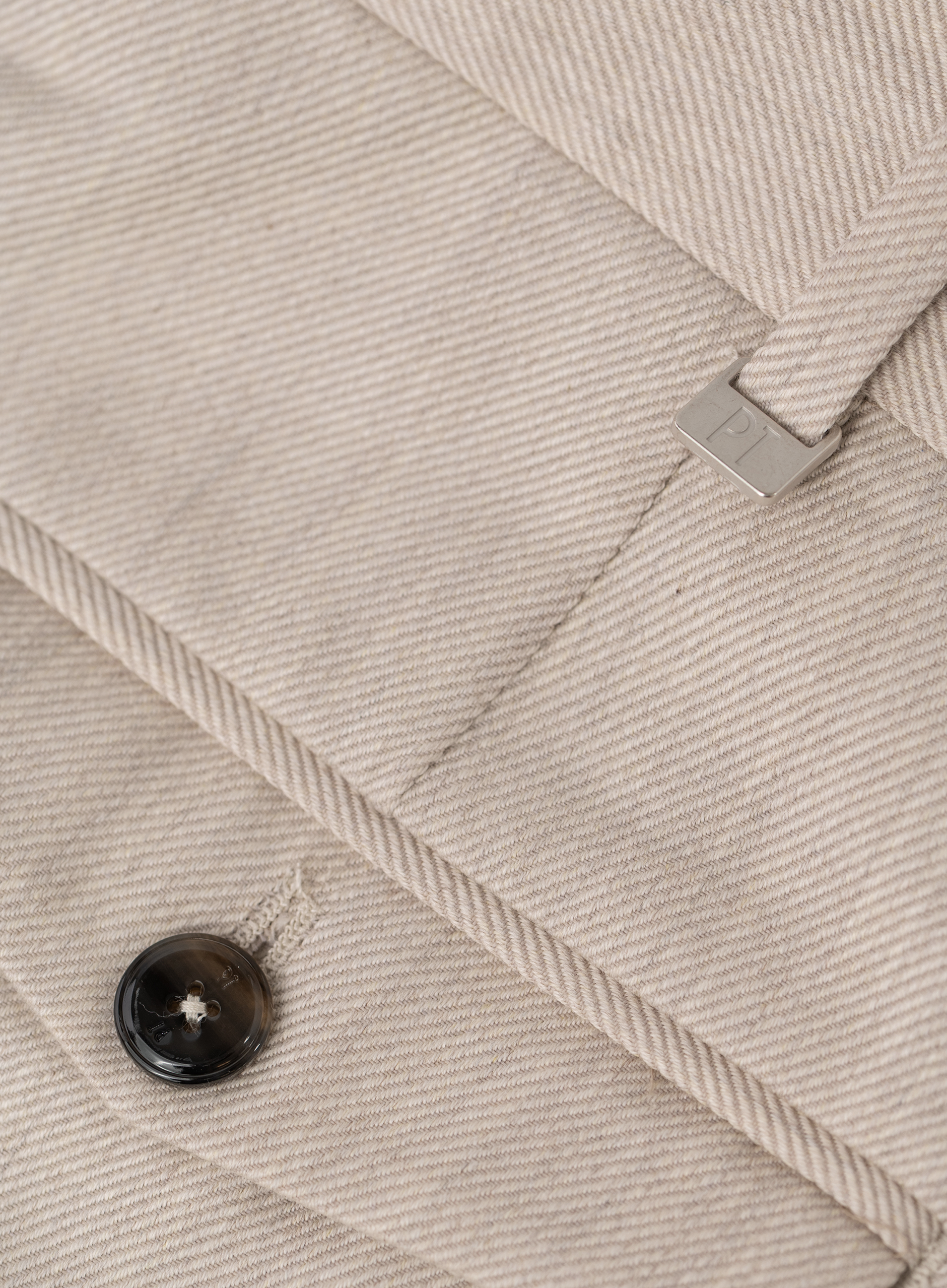 Bandplooi pantalon van katoen en scheerwol | FULL_WIDTH | Beige