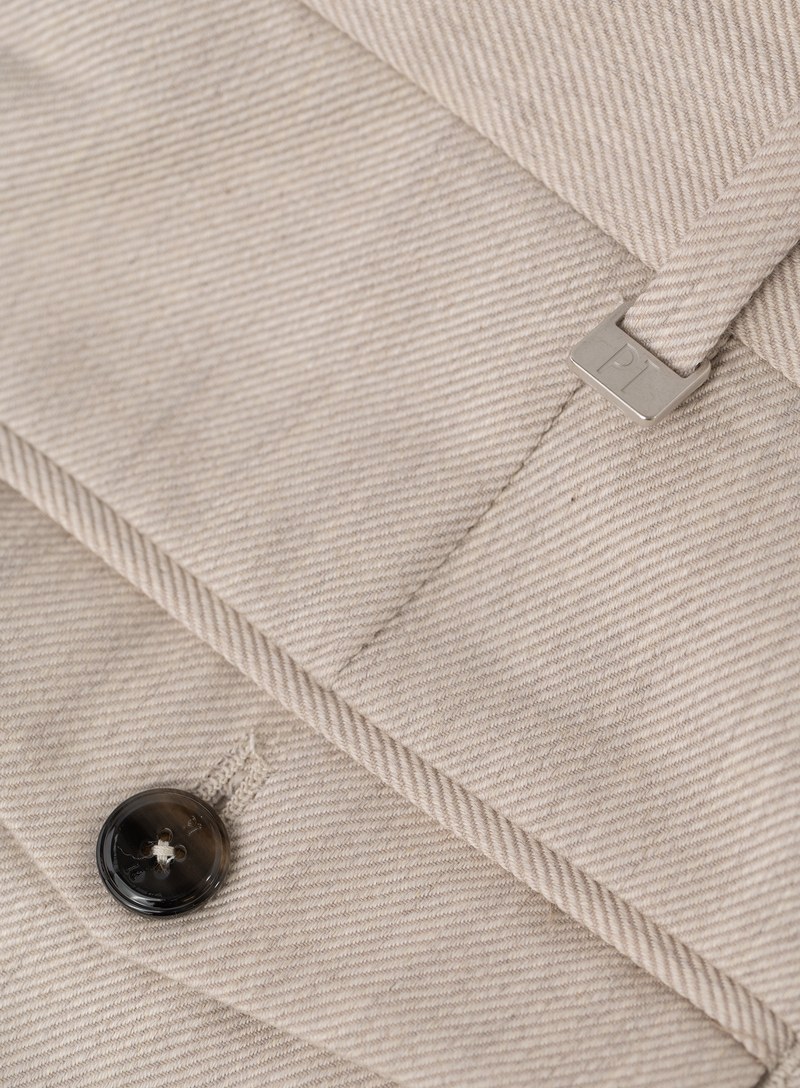 Bandplooi pantalon van katoen en scheerwol | FULL_WIDTH | Beige
