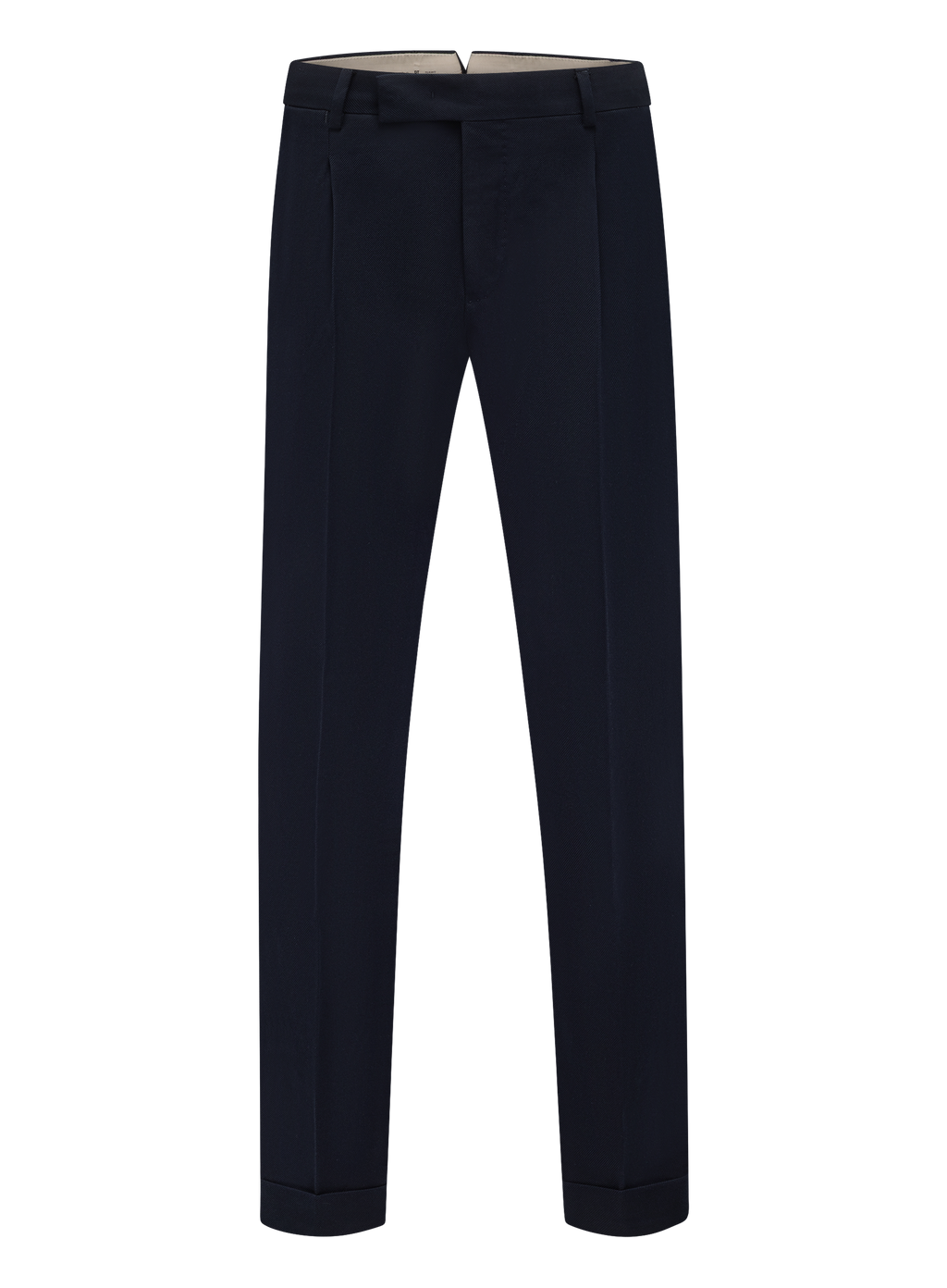 Bandplooi pantalon van katoen en scheerwol | BLUE NAVY
