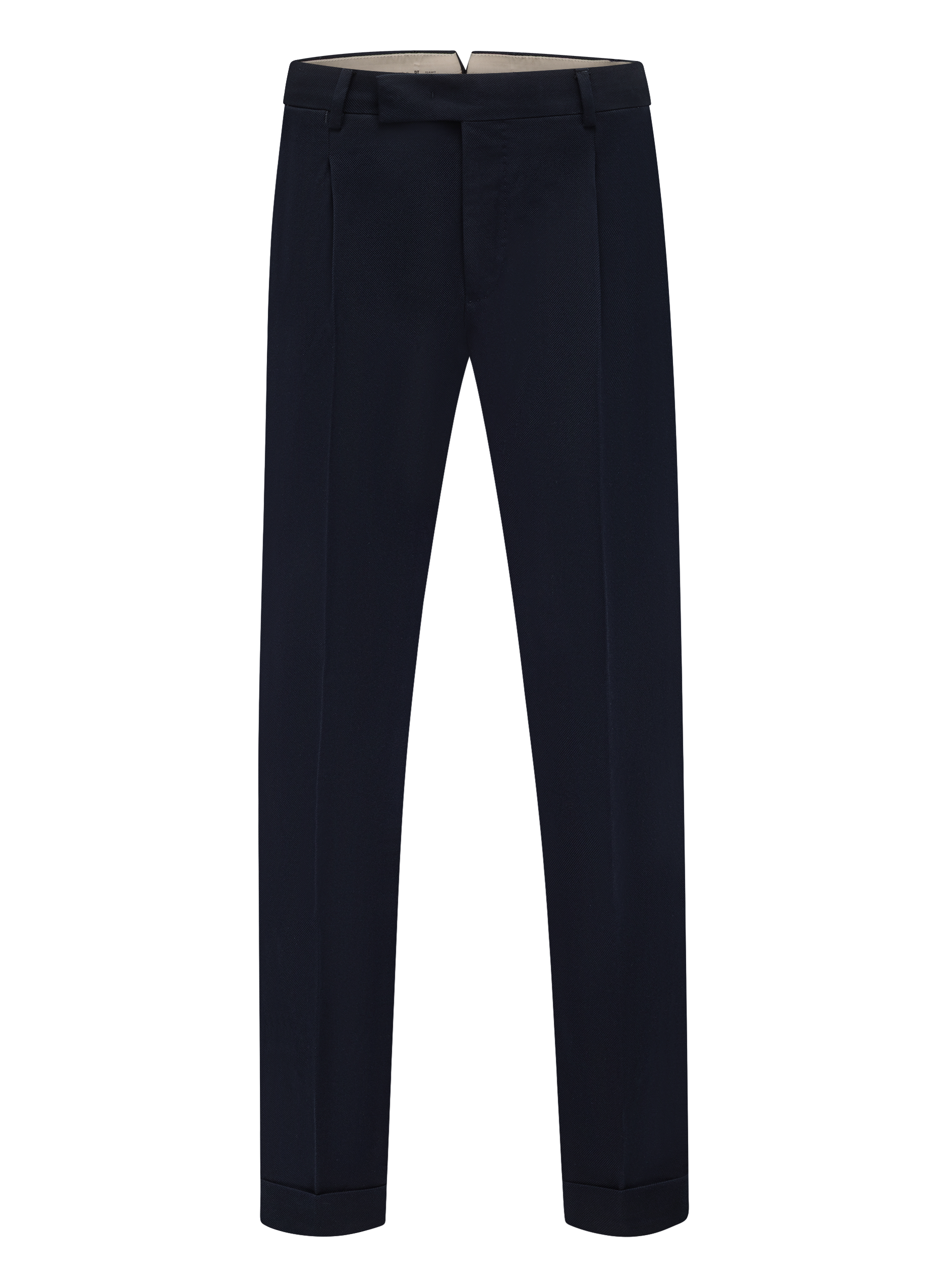 Bandplooi pantalon van katoen en scheerwol | BLUE NAVY
