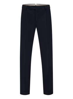 Bandplooi pantalon in katoen wol | BLUE NAVY