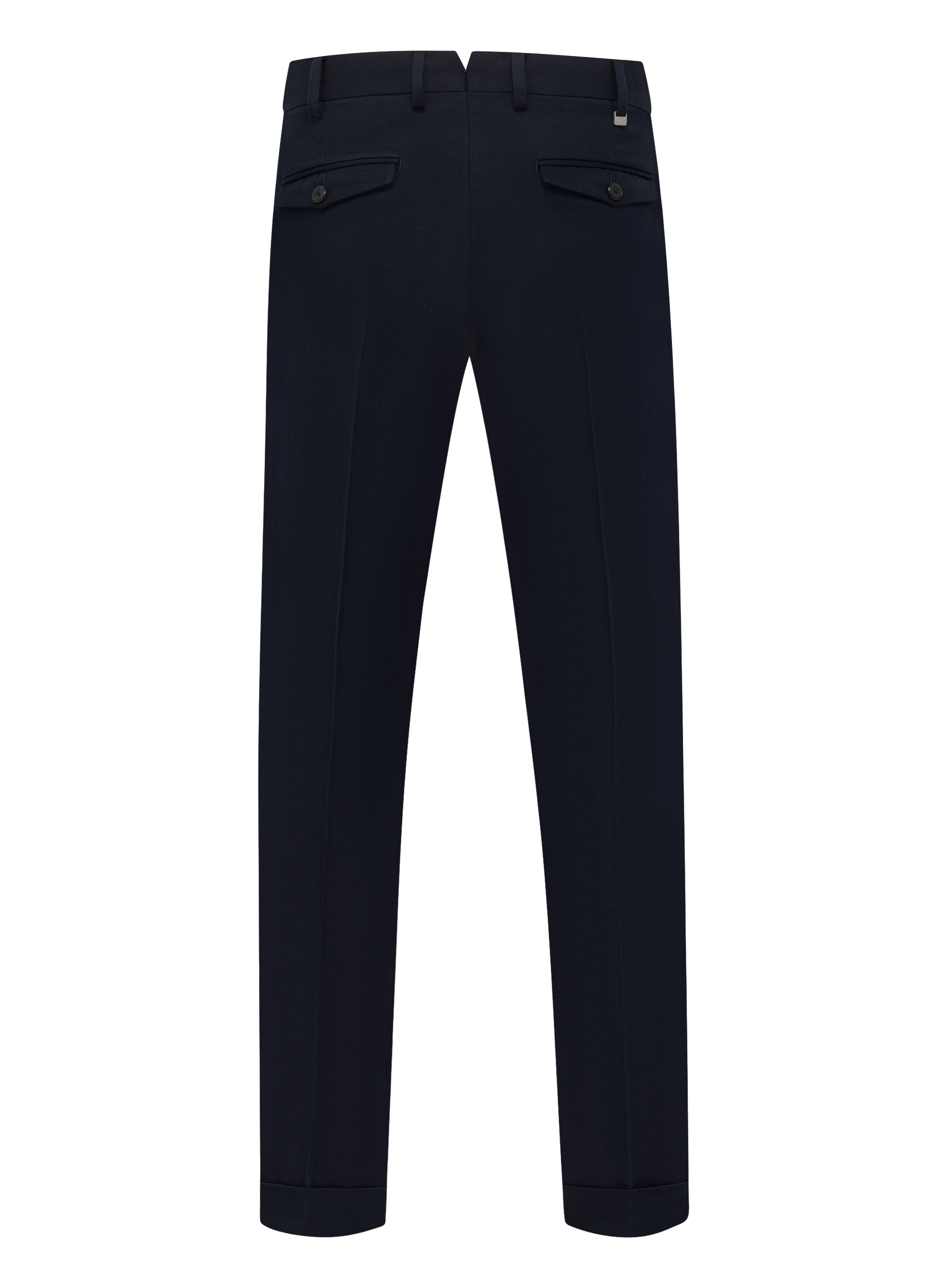 Bandplooi pantalon van katoen en scheerwol | BLUE NAVY