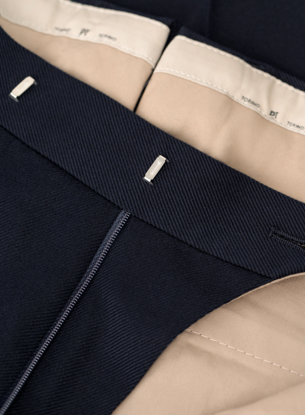 Bandplooi pantalon van katoen en scheerwol | FULL_WIDTH | BLUE NAVY