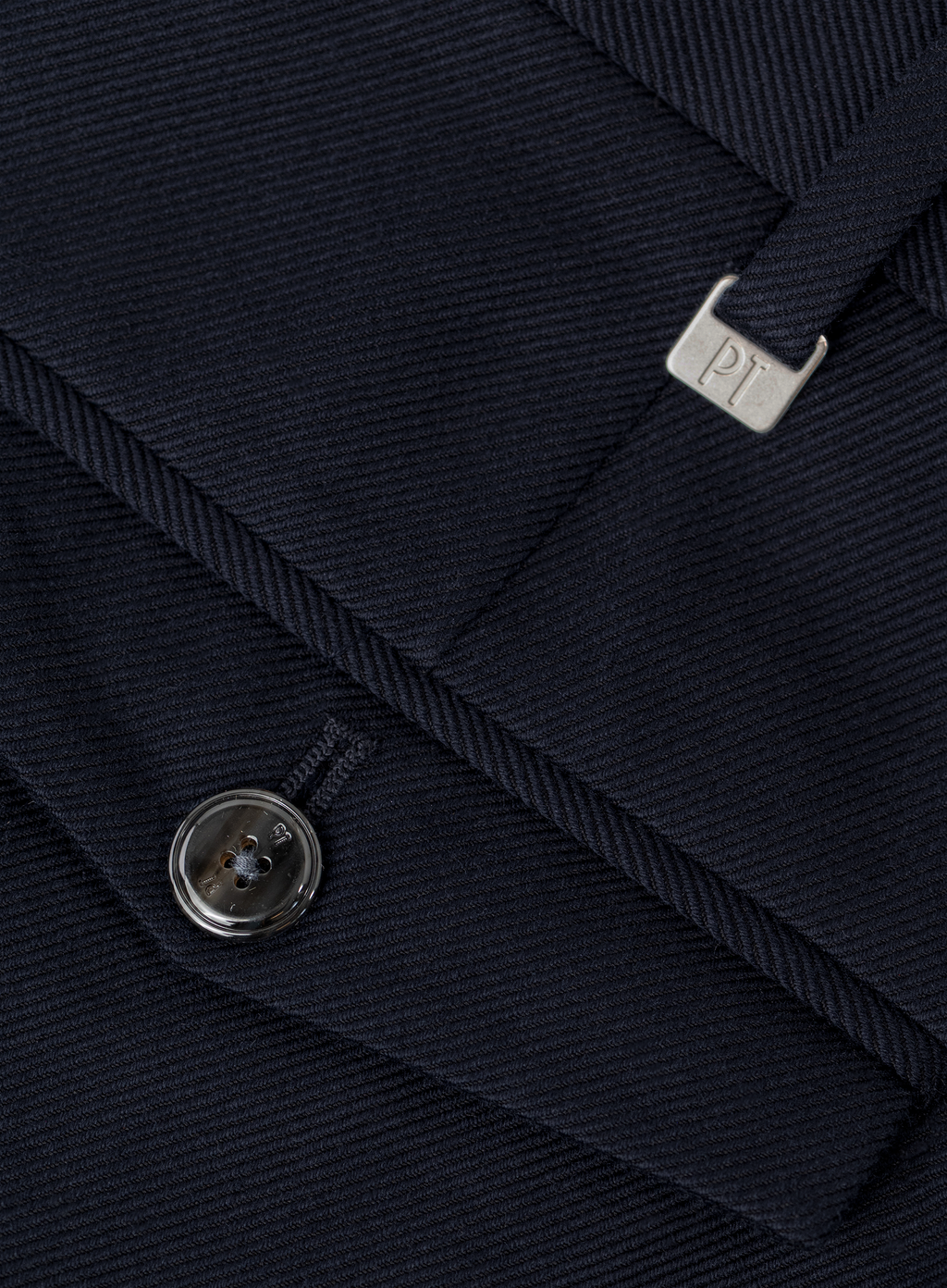 Bandplooi pantalon van katoen en scheerwol | FULL_WIDTH | BLUE NAVY