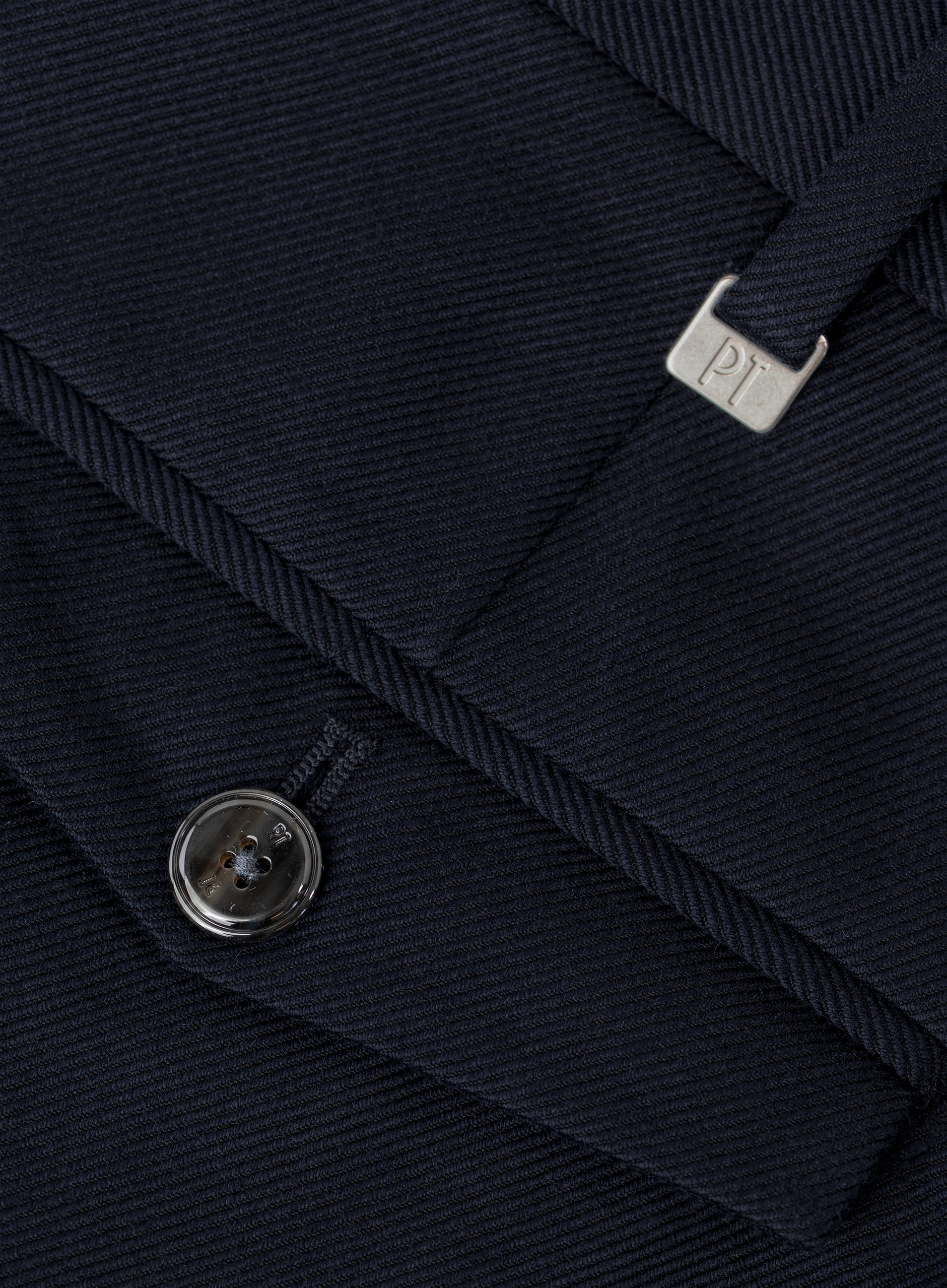 Bandplooi pantalon van katoen en scheerwol | FULL_WIDTH | BLUE NAVY