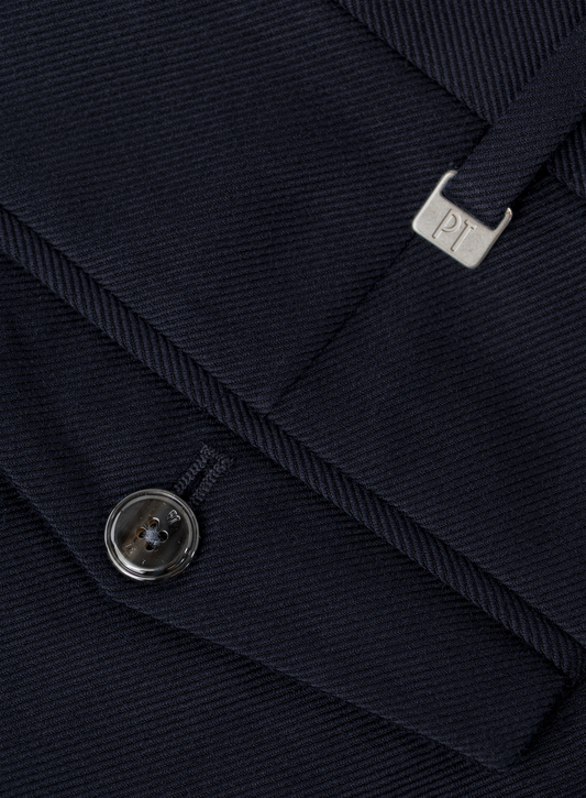 Cotton and virgin wool single-pleat trousers