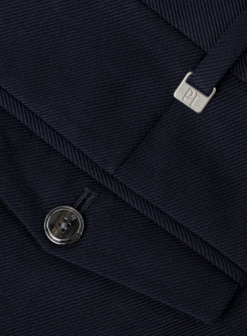 Bandplooi pantalon van katoen en scheerwol | FULL_WIDTH | BLUE NAVY