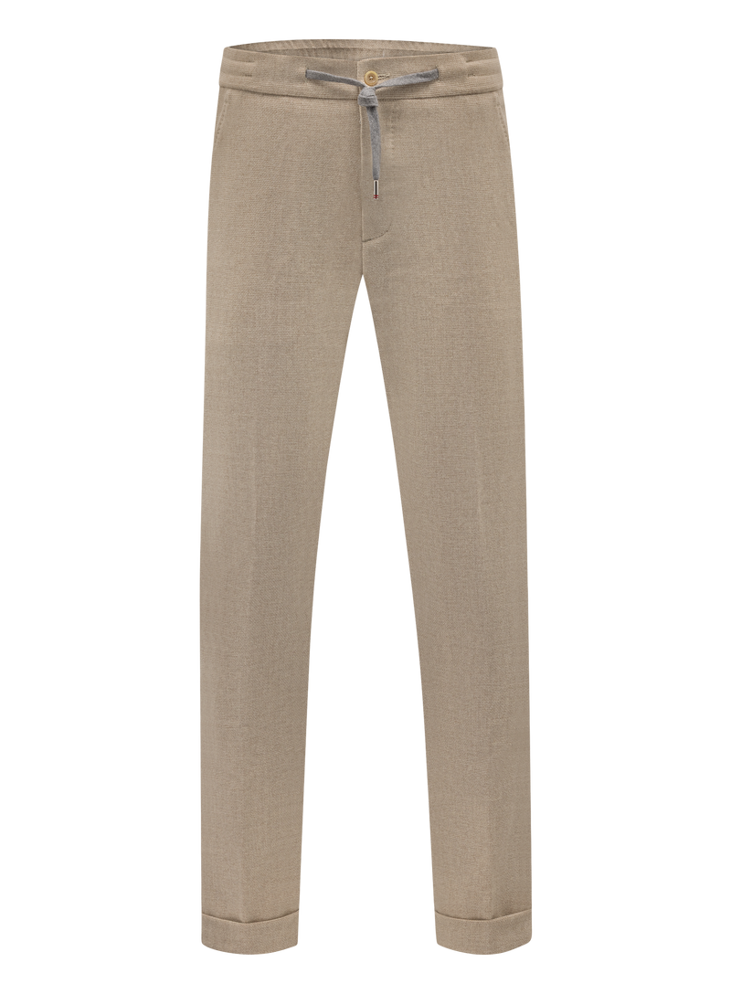 Carraciolo broek van scheerwol en cashmere met trekkoordsluiting