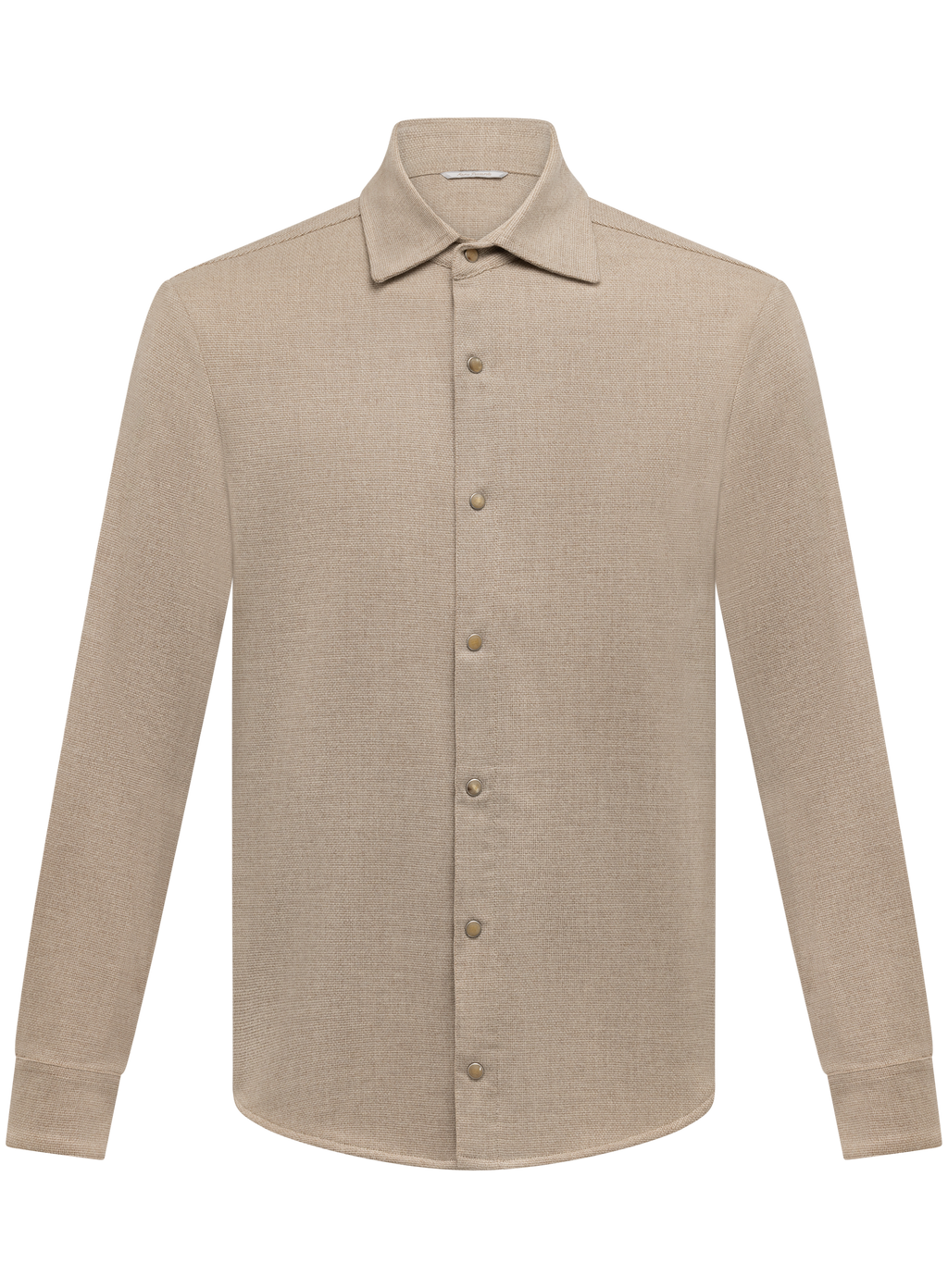 Overshirt van scheerwol en cashmere met drukknoopsluiting | Beige