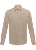 Overshirt van scheerwol en cashmere met drukknoopsluiting | Beige