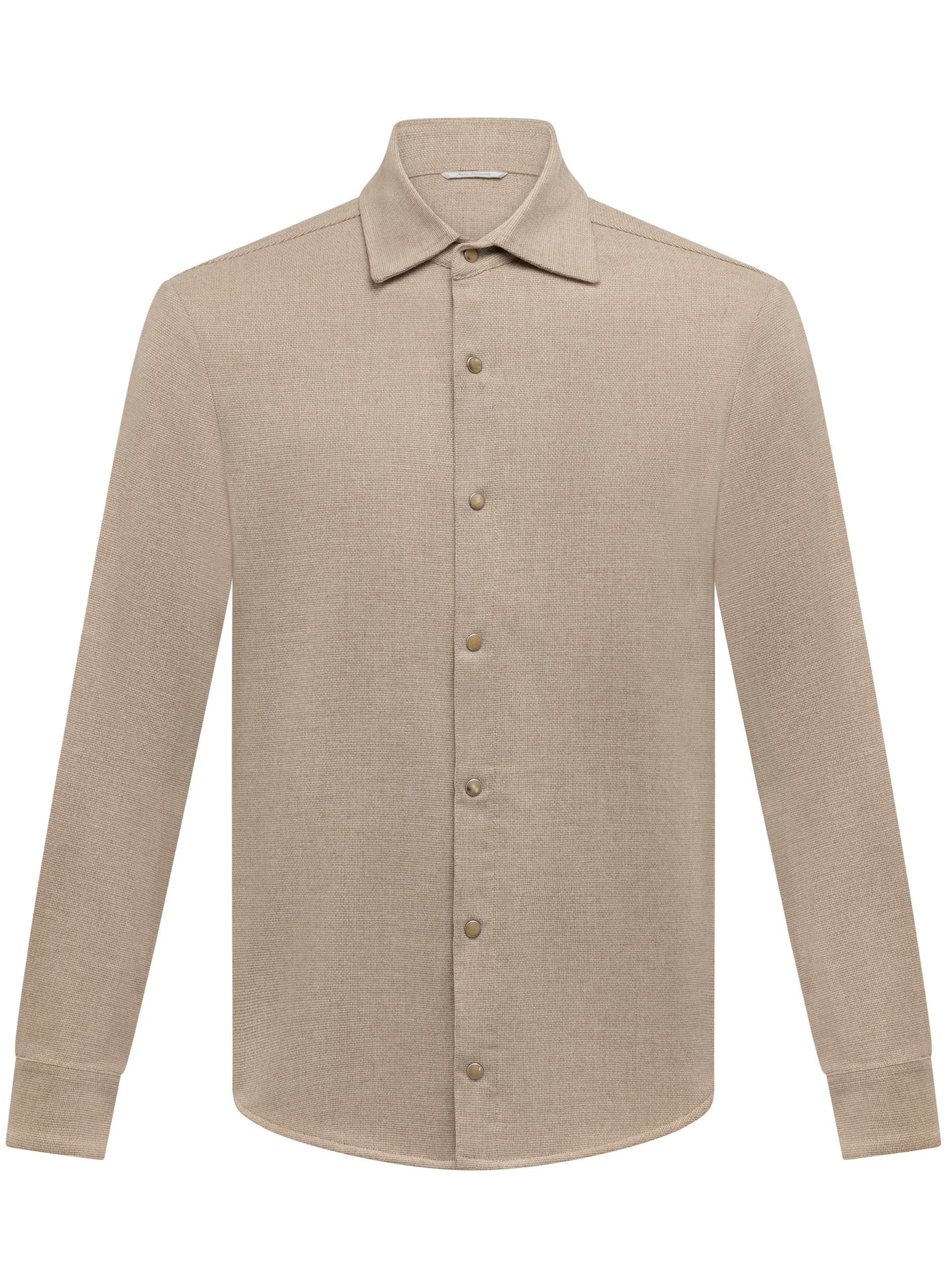 Overshirt van scheerwol en cashmere met drukknoopsluiting | Beige