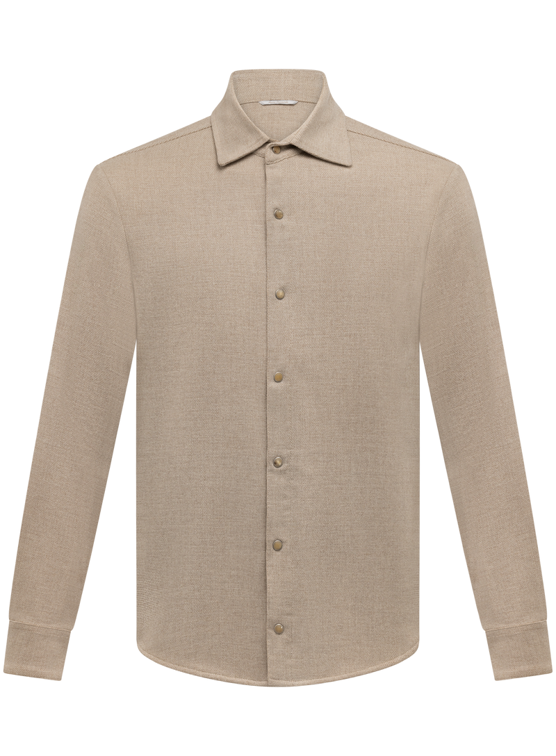 Overshirt van scheerwol en cashmere met drukknoopsluiting