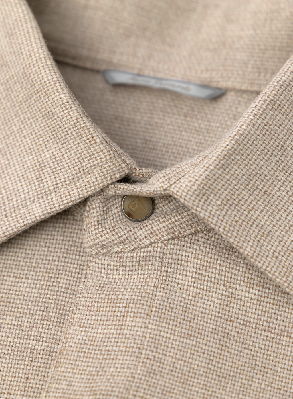Overshirt van scheerwol en cashmere met drukknoopsluiting | FULL_WIDTH | Beige