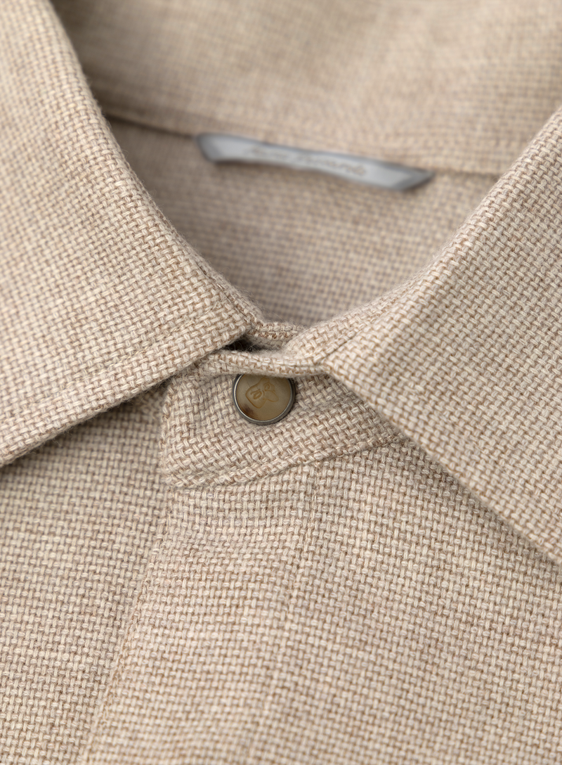Overshirt van scheerwol en cashmere met drukknoopsluiting | FULL_WIDTH | Beige