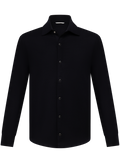 Overshirt van scheerwol en cashmere met drukknoopsluiting | BLUE NAVY