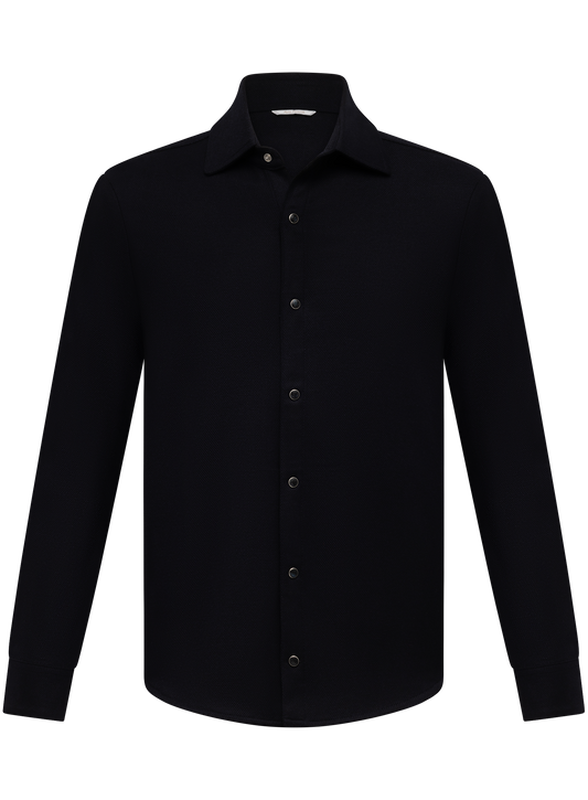 Overshirt van scheerwol en cashmere met drukknoopsluiting