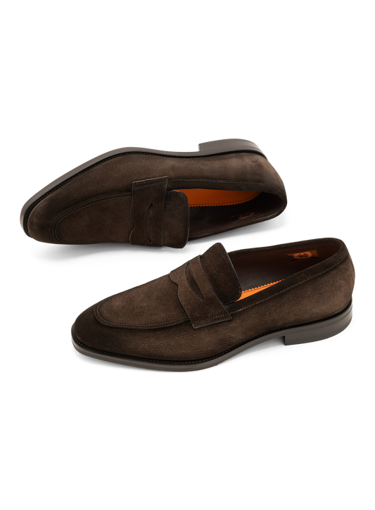 Klassieke penny loafers van suède