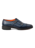 Dubbele gespschoenen van leer | BLUE NAVY
