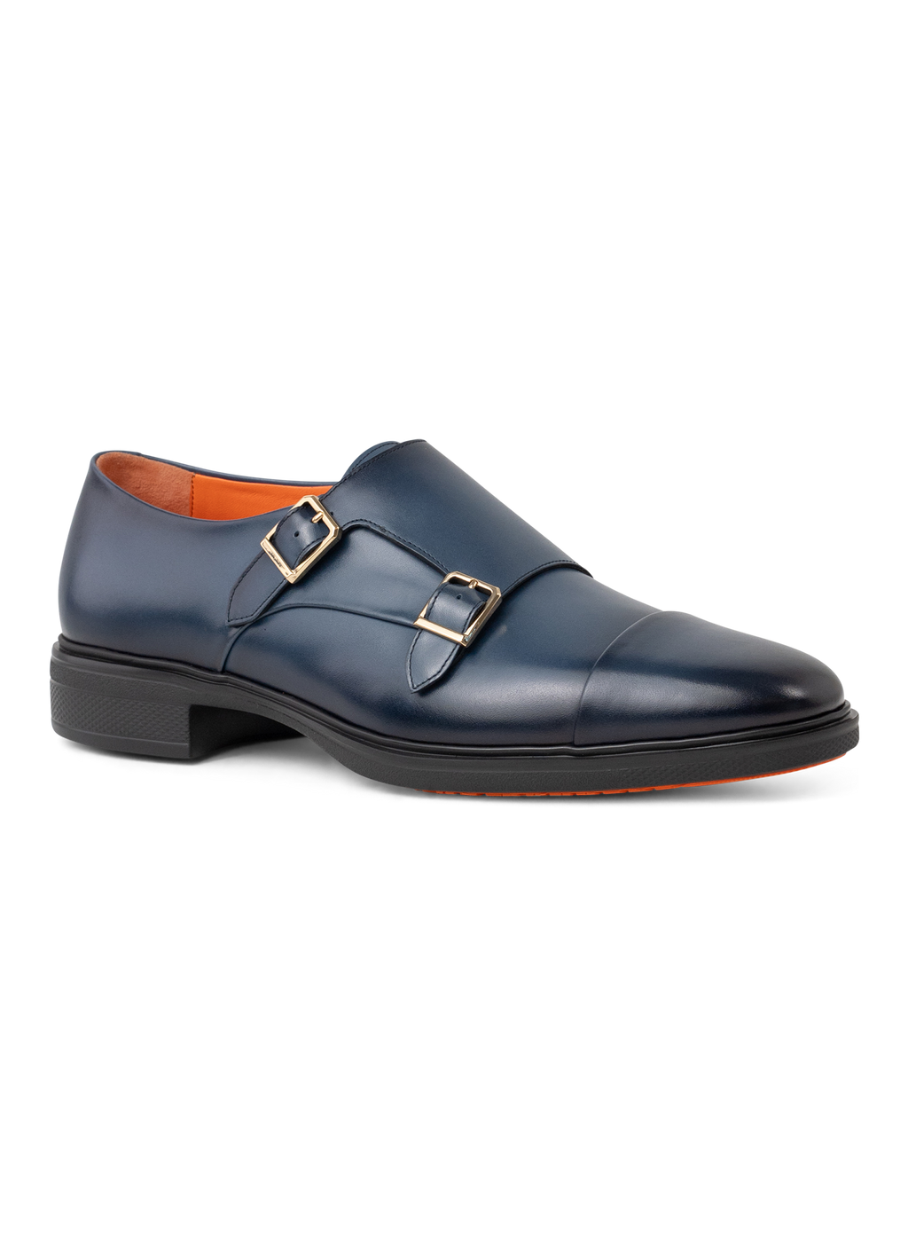 Dubbele gespschoenen van leer | BLUE NAVY