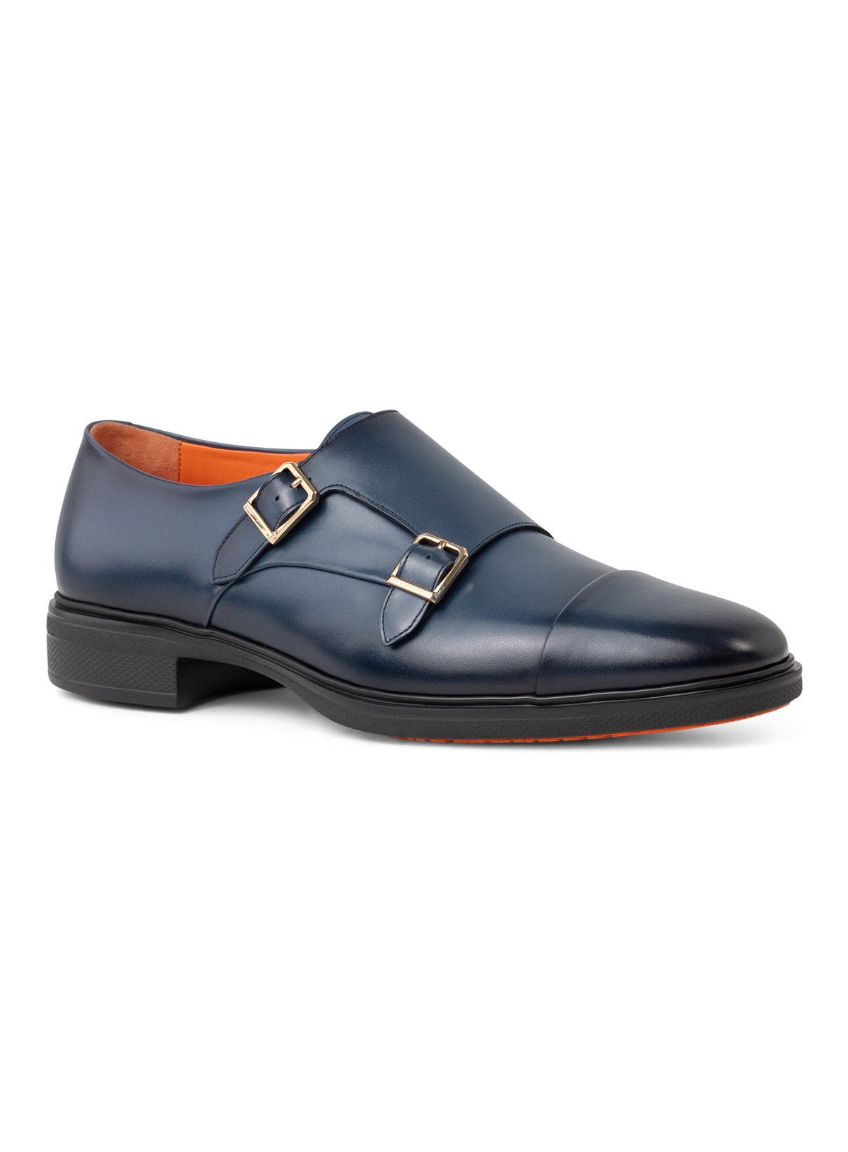 Dubbele gespschoenen van leer | BLUE NAVY