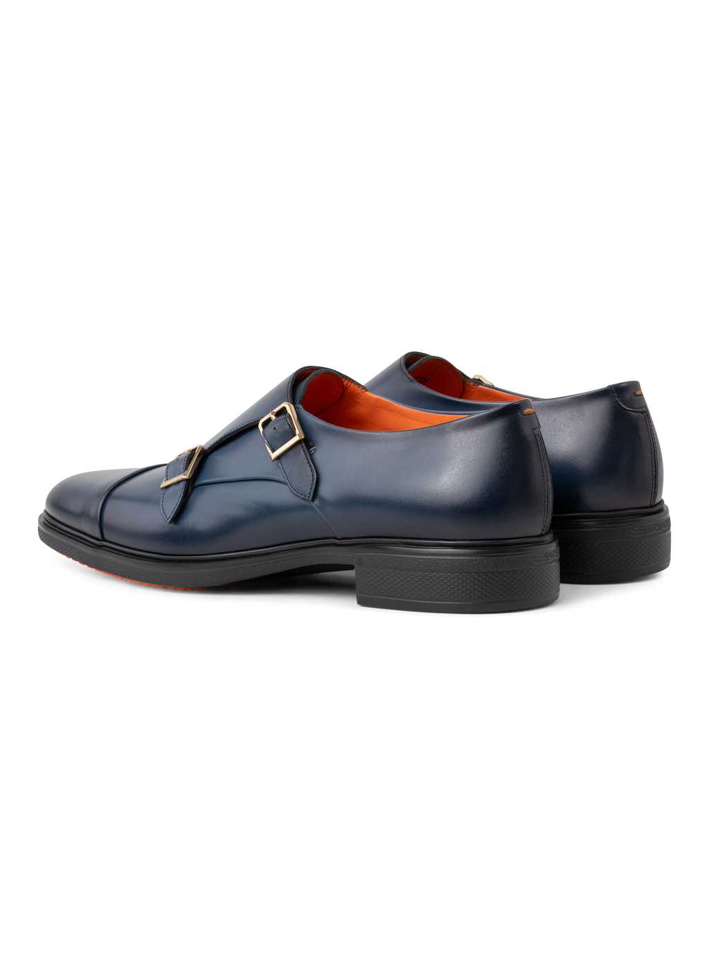 Dubbele gespschoenen van leer | BLUE NAVY