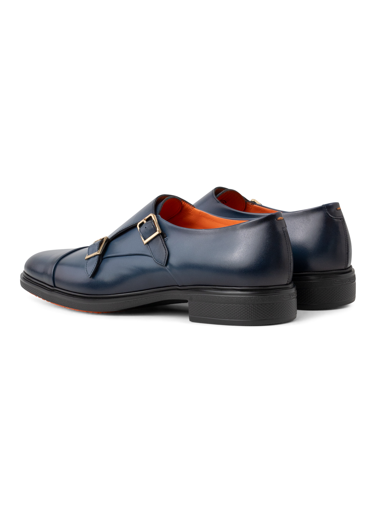 Dubbele gespschoenen van leer | BLUE NAVY