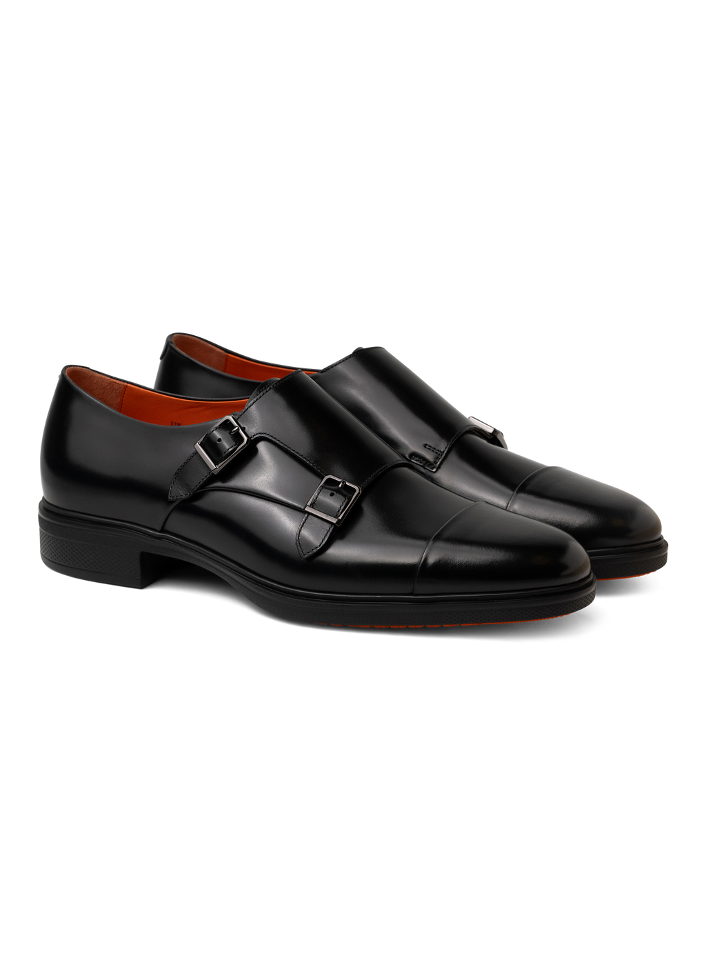 Dubbele gespschoenen van leer | Zwart
