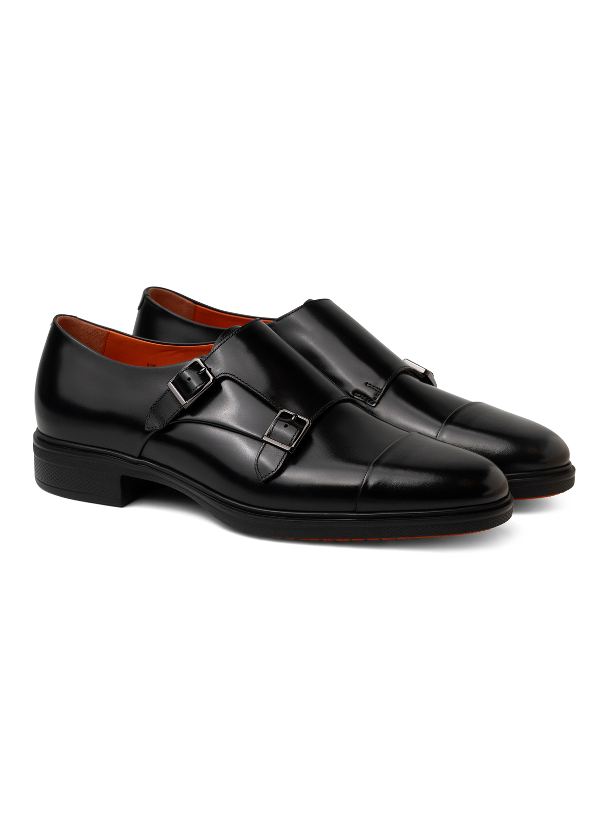 Dubbele gespschoenen van leer | Zwart