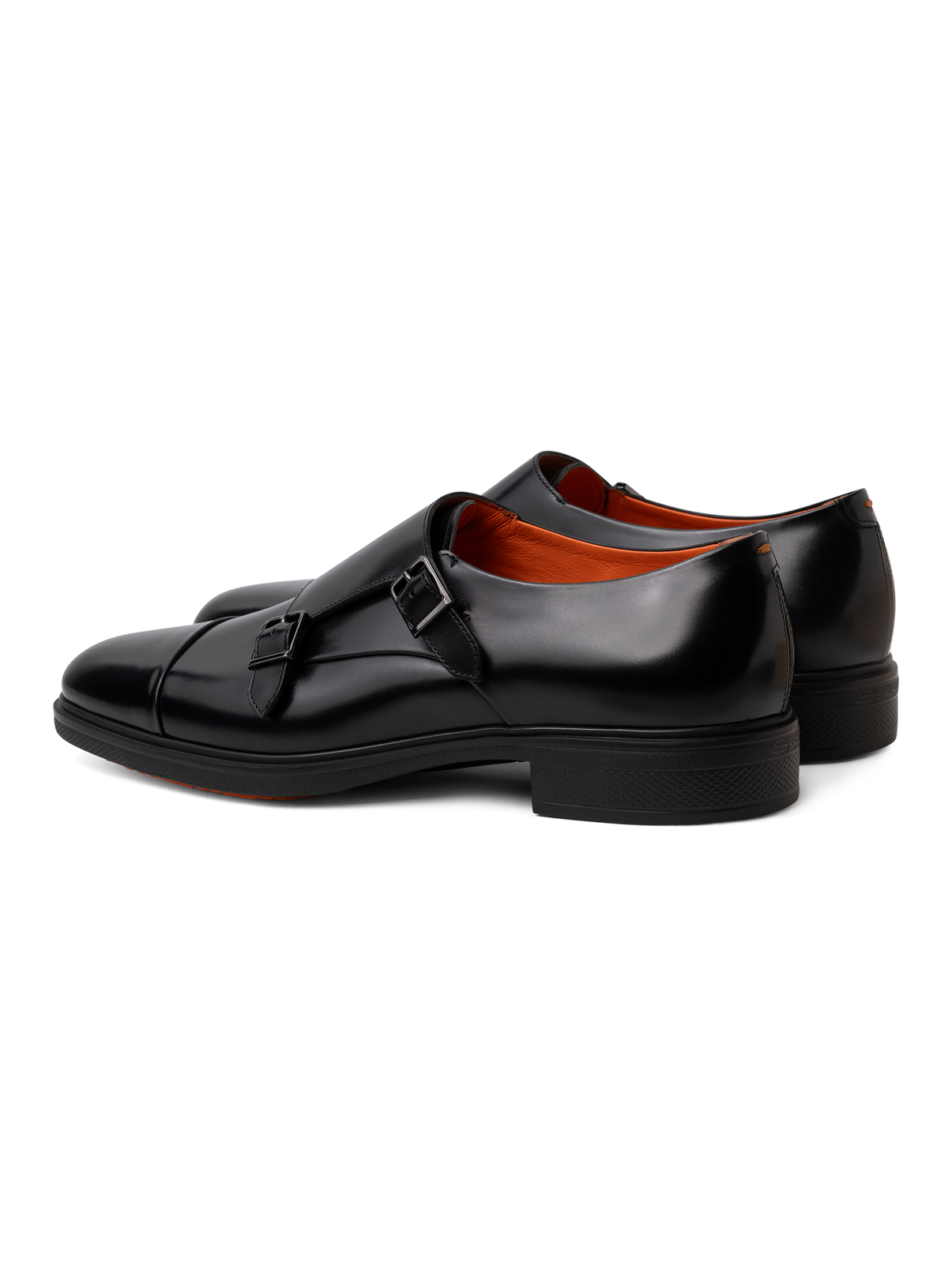 Dubbele gespschoenen van leer | Zwart