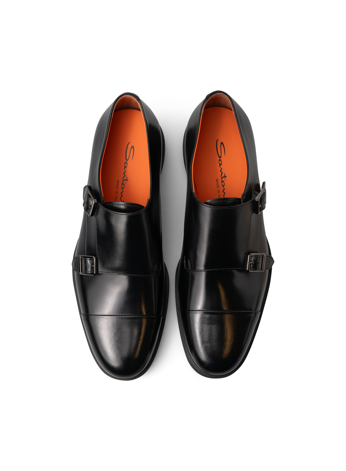 Dubbele gespschoenen van leer | Zwart