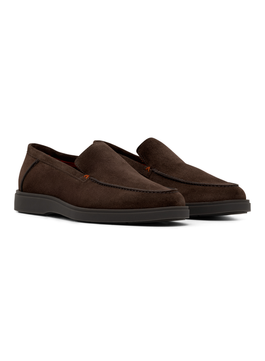 Suède loafers met rubberen zool