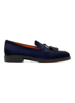 Tassel loafers van suède met gevlochten details | BLUE NAVY