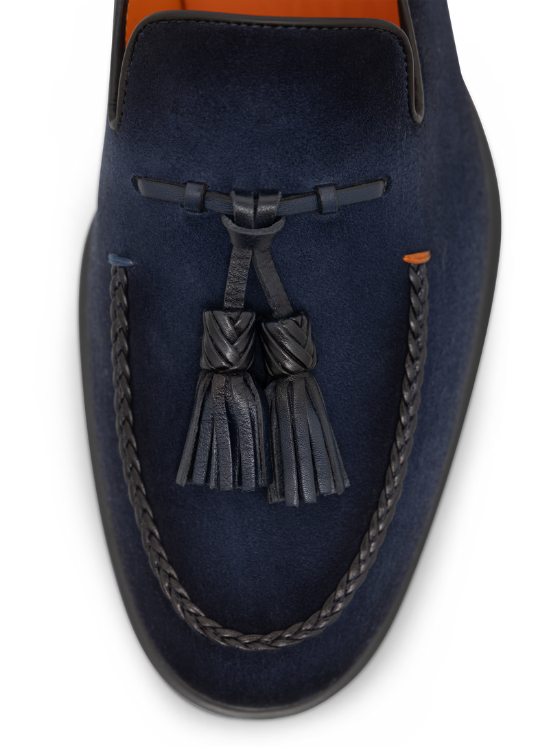 Tassel loafers van suède met gevlochten details | FULL_WIDTH | BLUE NAVY