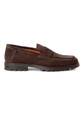 Penny loafers van suède met rubberen zool | D.Bruin