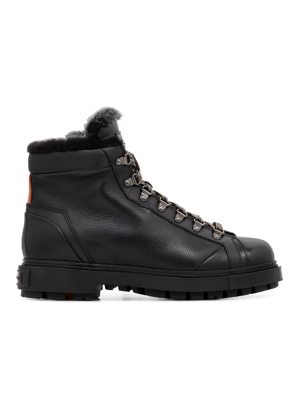 Hiking boots van leer met shearling | Zwart
