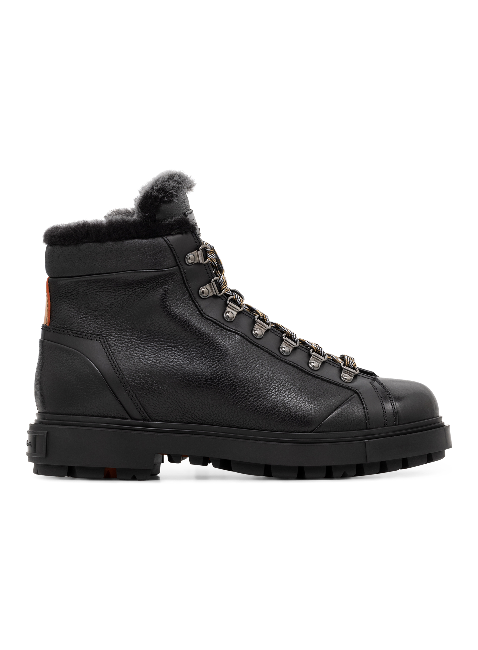 Hiking boots van leer met shearling | Zwart