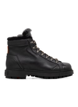 Hiking boots in pelle con shearling | Zwart