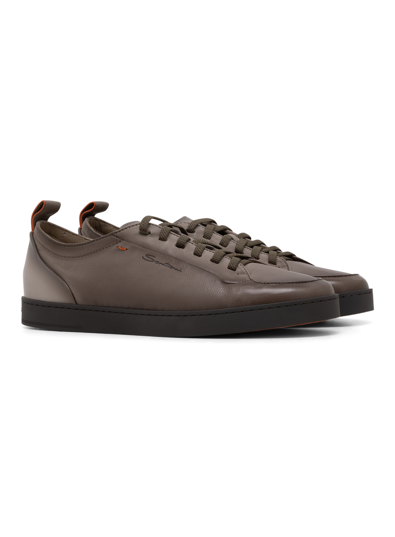 Off-Duty sneaker van leer | TAUPE
