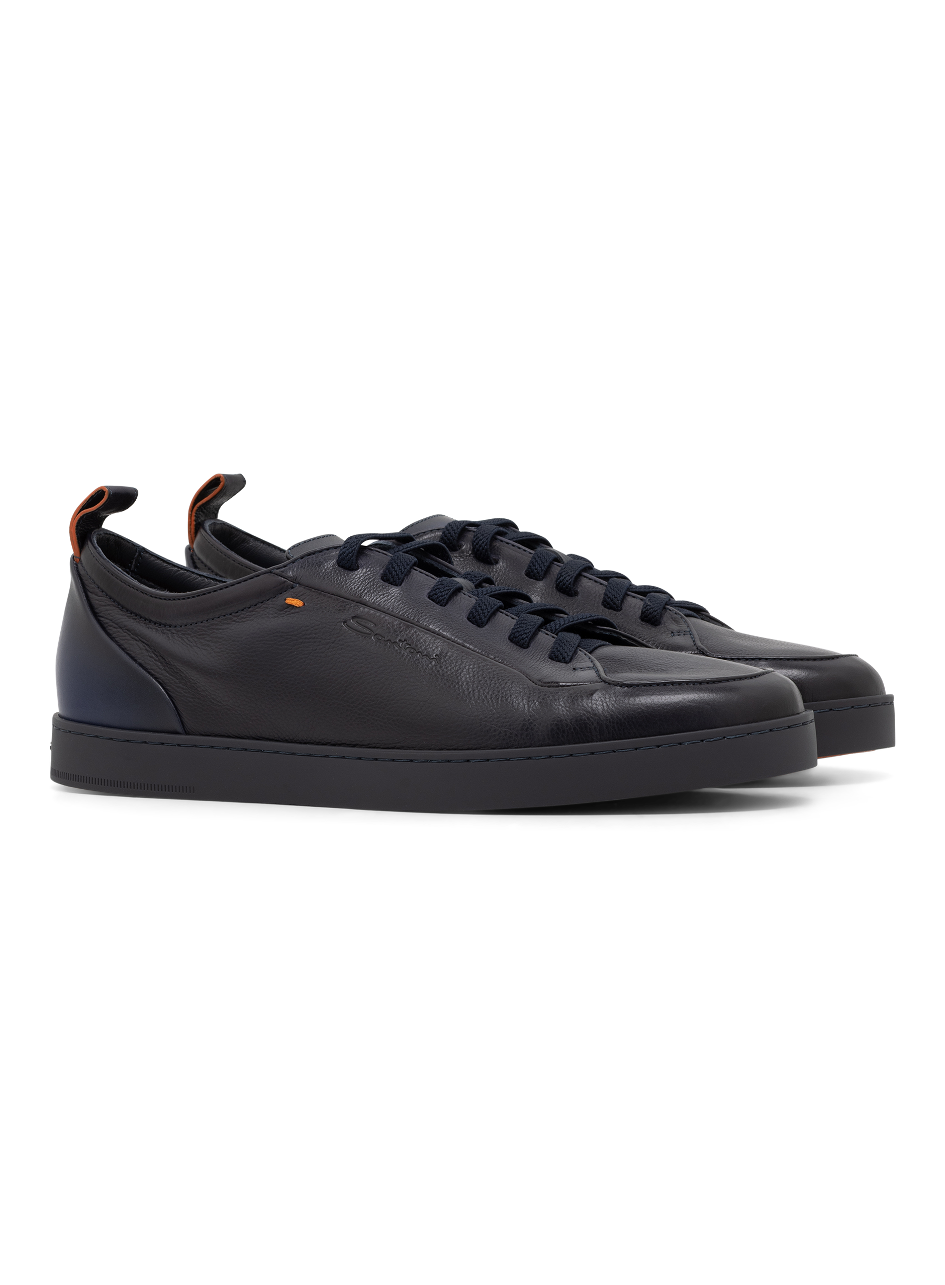 Off-Duty sneaker van leer | BLUE NAVY