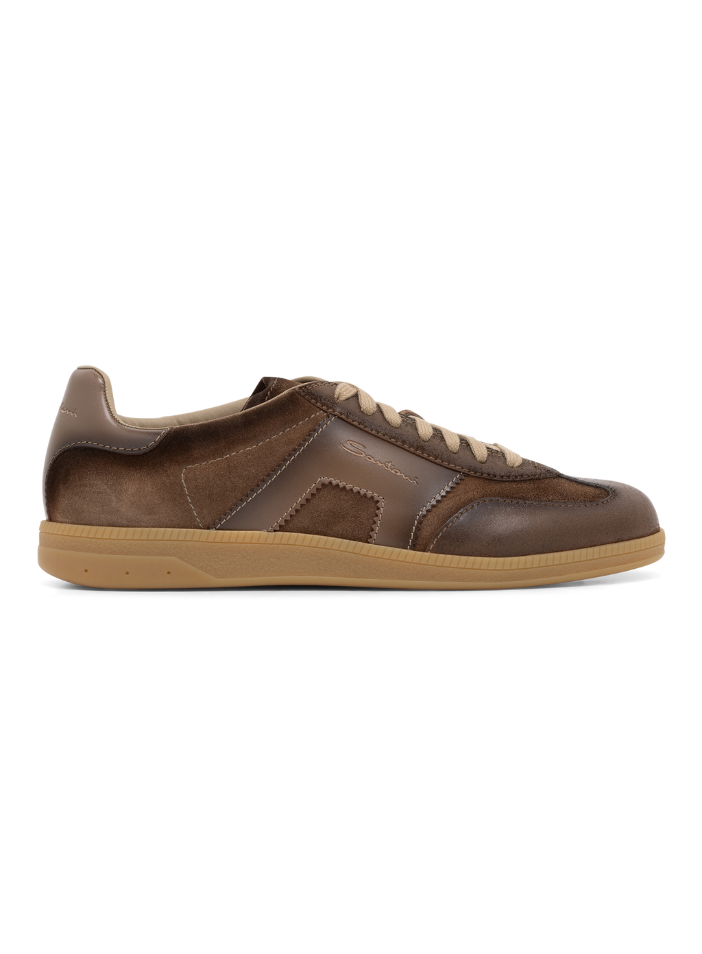 Sneakers van leer en suède | Bruin