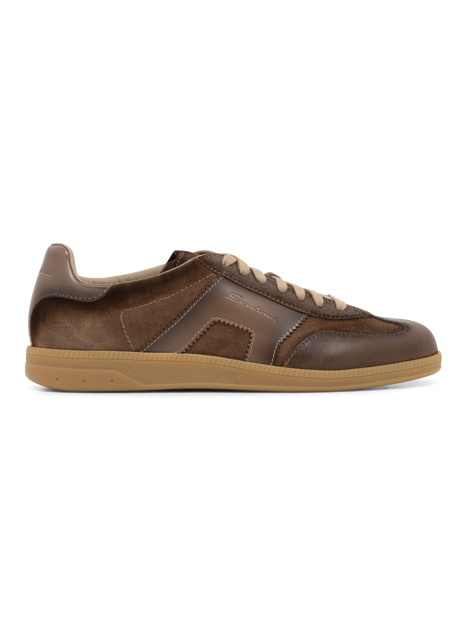 Sneakers van leer en suède | Bruin