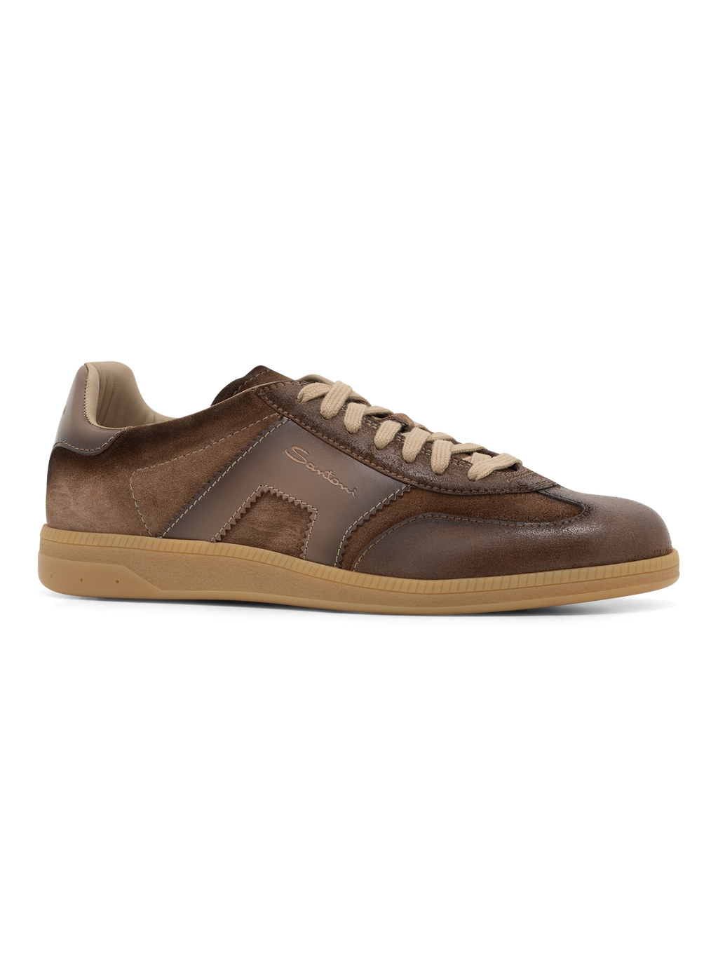 Sneakers van leer en suède | Bruin