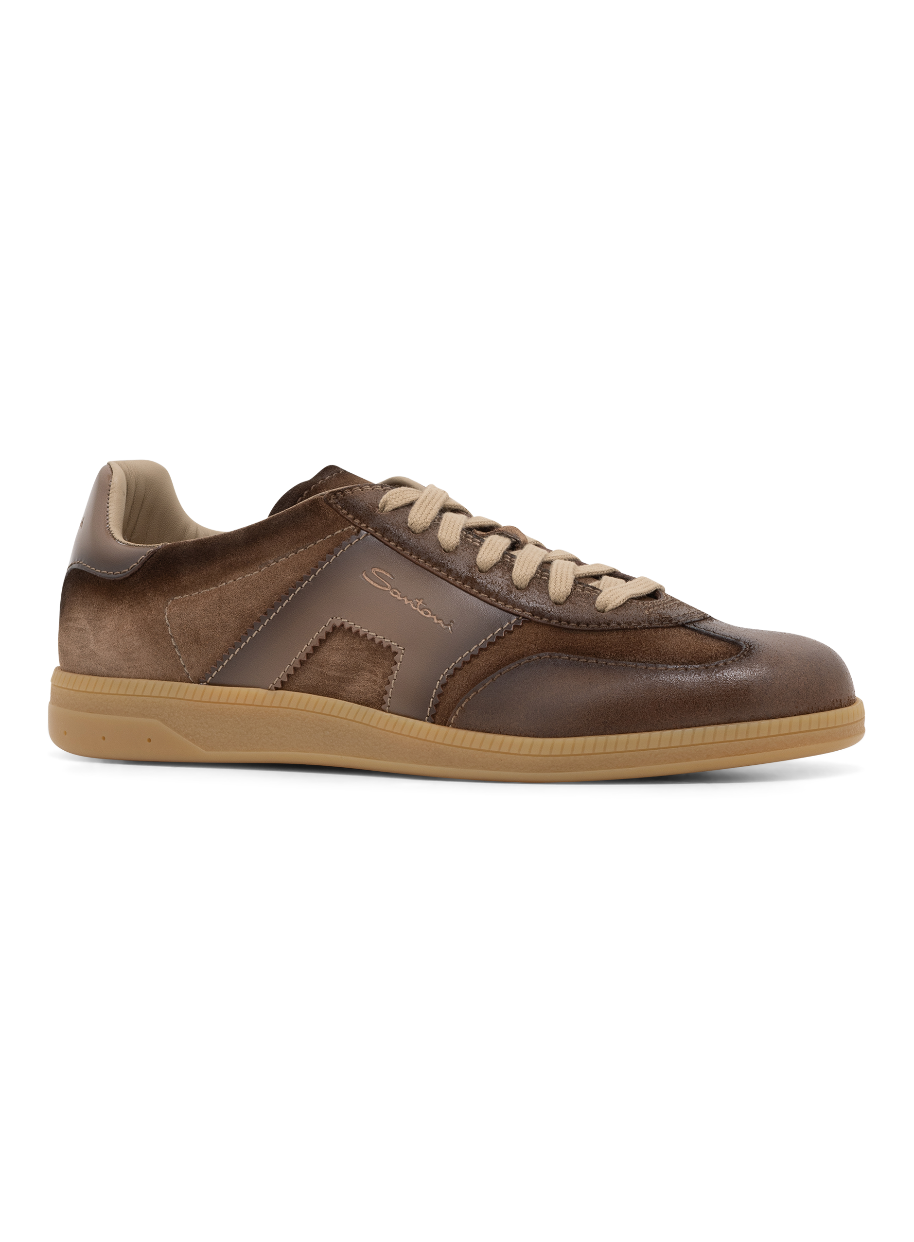 Sneakers van leer en suède | Bruin