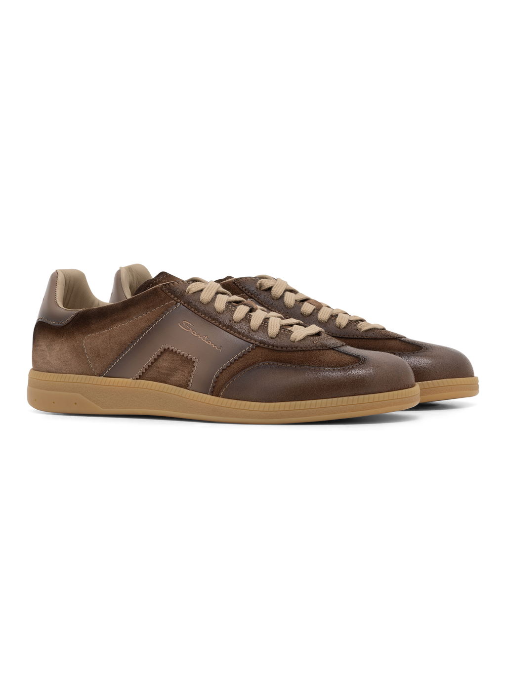 Sneakers van leer en suède | Bruin