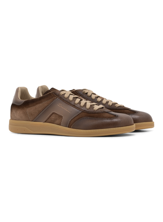 Leather and suede sneakers