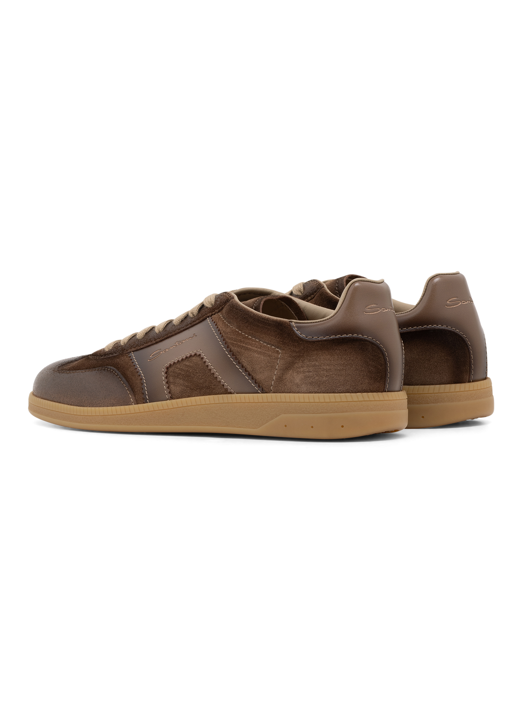 Sneakers van leer en suède | Bruin