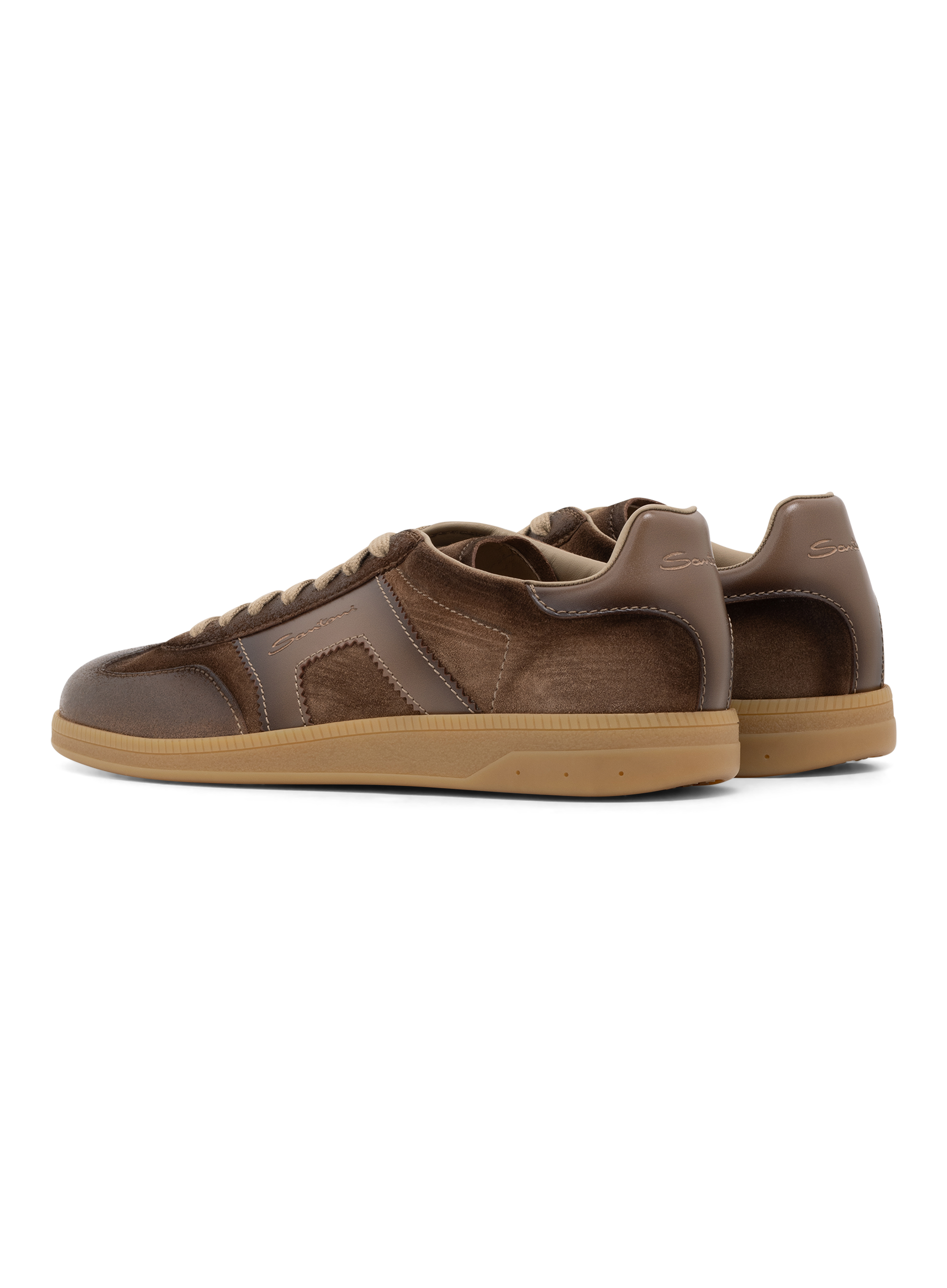 Sneakers van leer en suède | Bruin