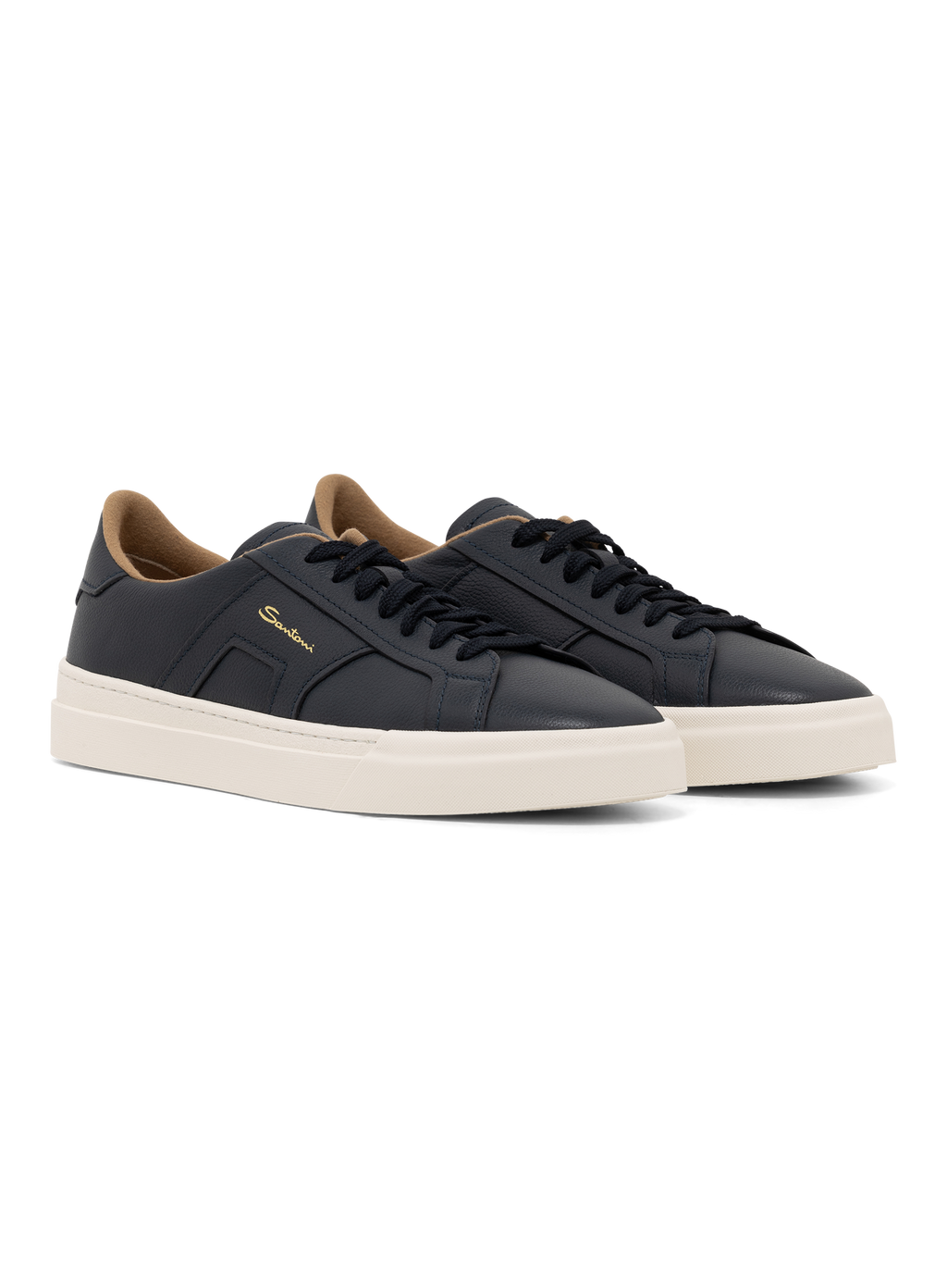 Double buckle sneakers van leer | BLUE NAVY